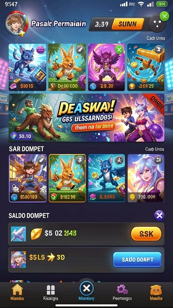 Contoh dari leaderboard yang menunjukkan peringkat teratas pemain.