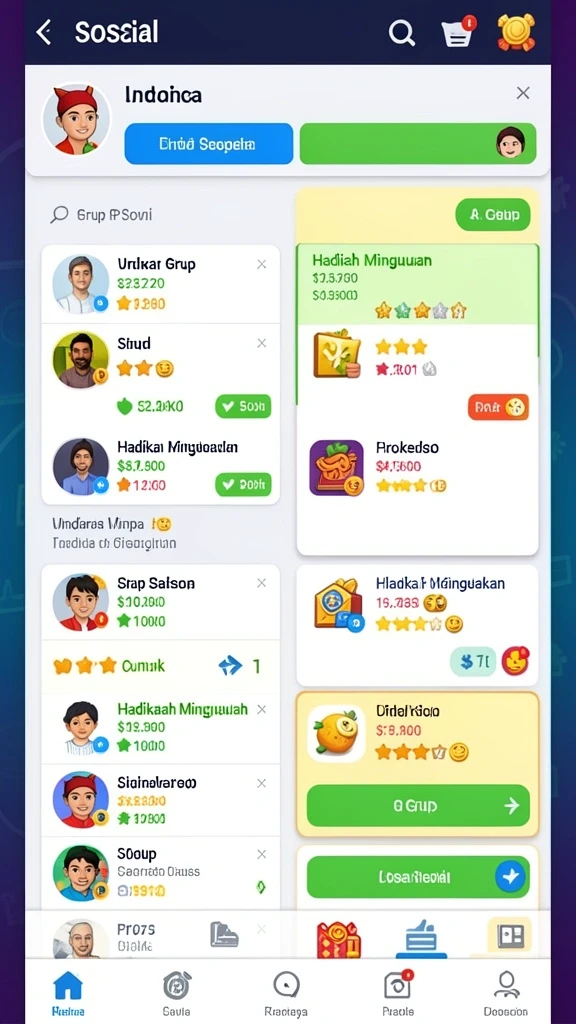 Fitur sosial yang memungkinkan interaksi antar pemain.