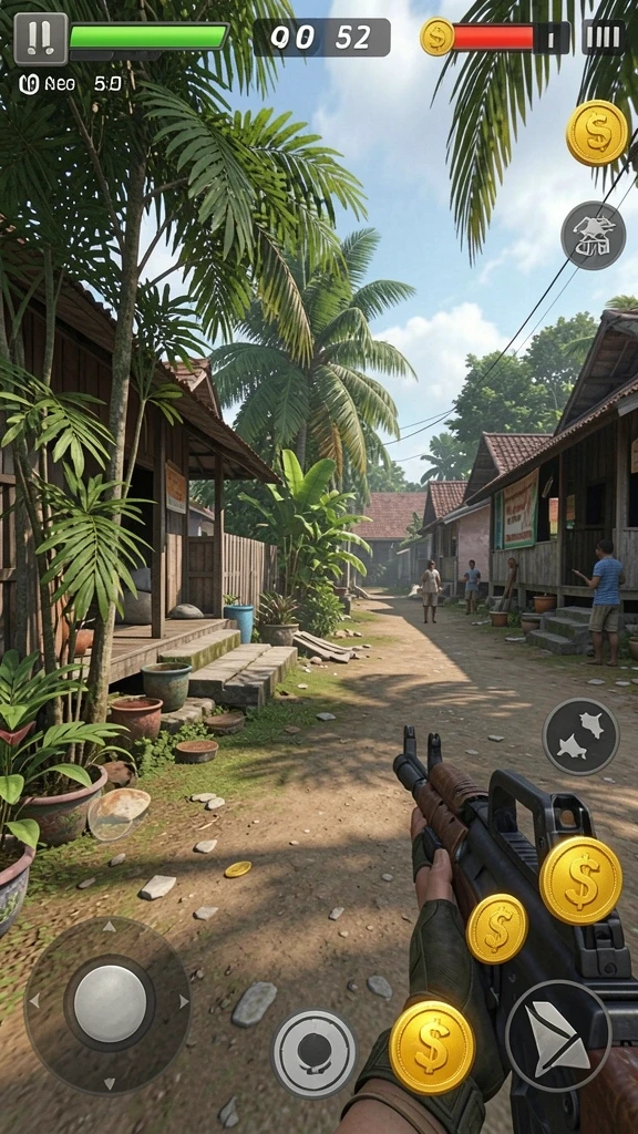 Tampilan level yang menarik dengan karakter yang lucu.