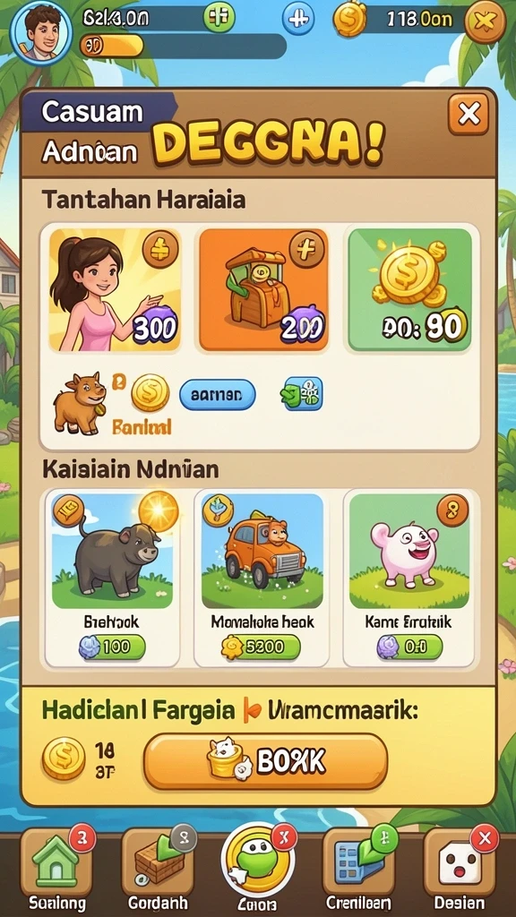 Berbagai mode permainan untuk dipilih.